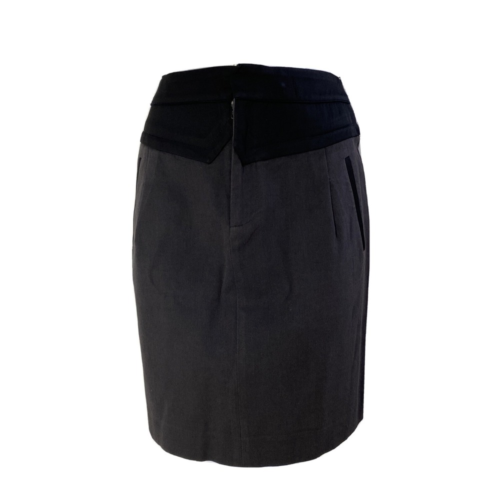 Comptoir Des Cotonniers‎ Skirt 2 Black Gray Color Block Wool Bl Pocket Work